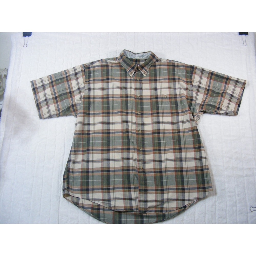Specialty Collection Button Down Shirt Mens L Multi Plaid Excellent Short Sleeve